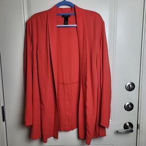 Catherines Women's Cardigan 3X Red Lightweight Long Sleeve